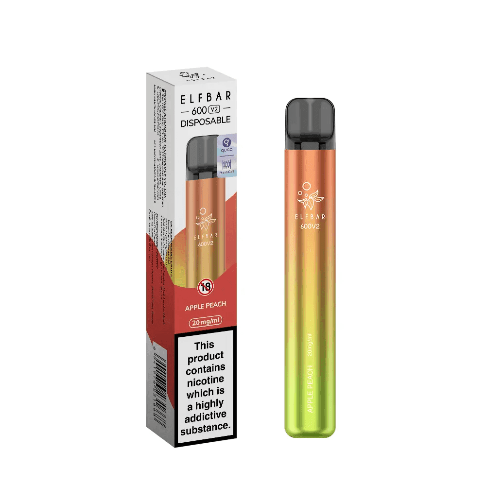 ELF BAR 600 V2 APPLE PEACH 20MG Disposable Vape - Click & Vape