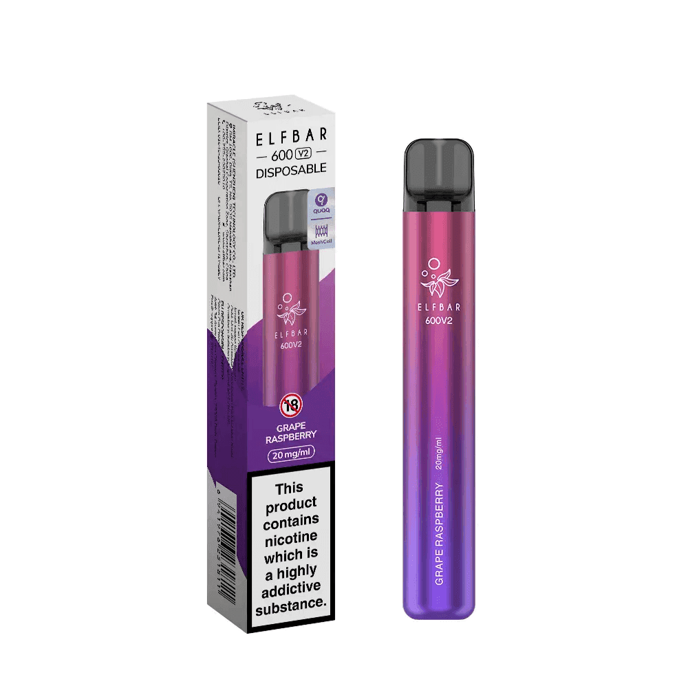 ELF BAR 600 V2 GRAPE RASPBERRY 20MG Disposable Vape - Click & Vape