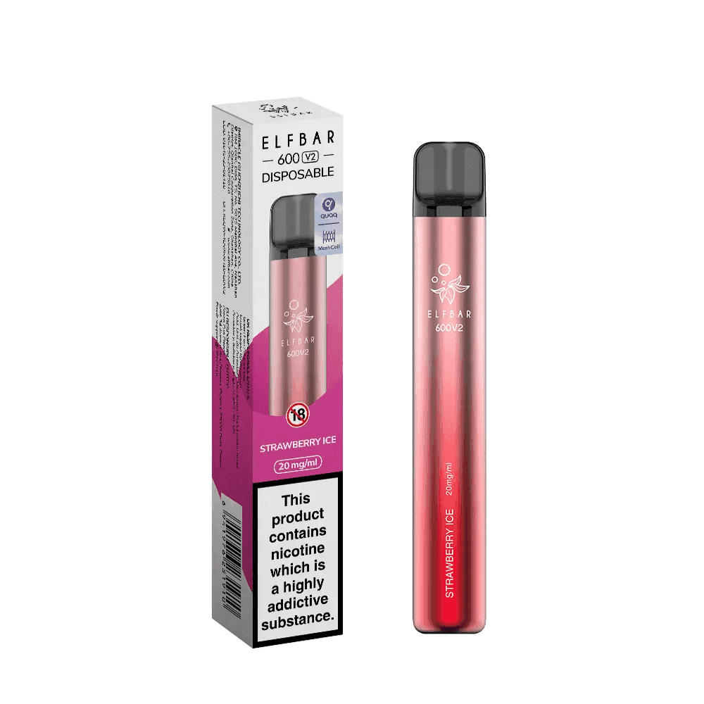 ELF BAR 600 V2 STRAWBERRY ICE 20MG Disposable Vape - Click & Vape