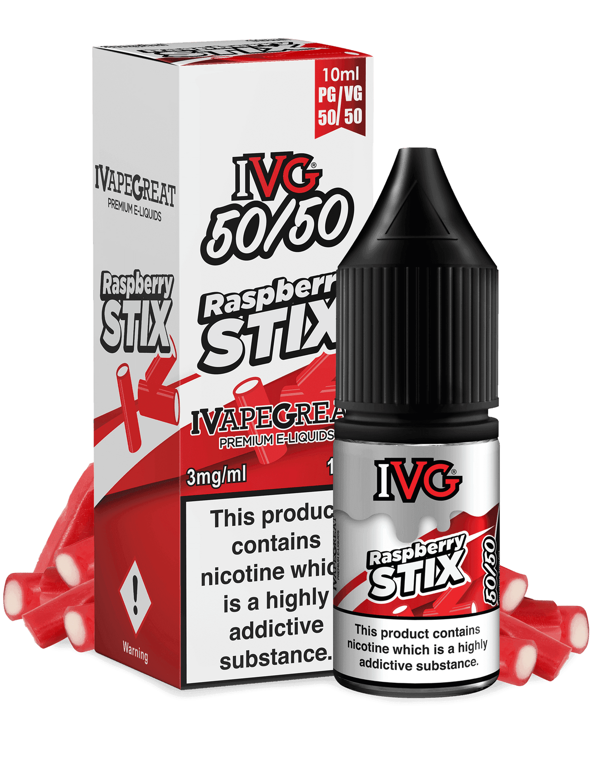 IVG Raspberry Stix 50/50 10ML - Click & Vape