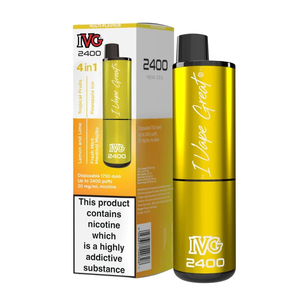 Yellow Edition Multi Flavour (4 in 1) IVG 2400 Disposable Vape - Click & Vape